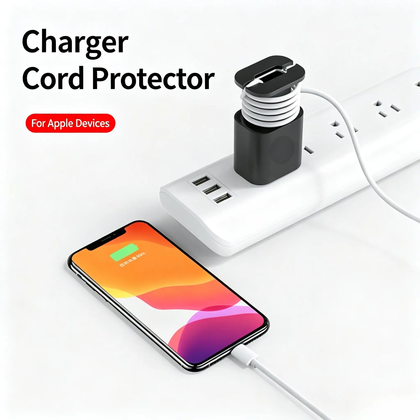2 in 1 Silicone Charger Protector with Cord Wrap, iPhone Silicone Power Adapter Case🔌