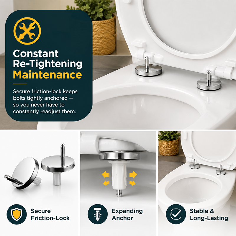 2 Counts, Universal Toilet Seat Expansion Screw Bolts, Thickened Stainless Steel🔩