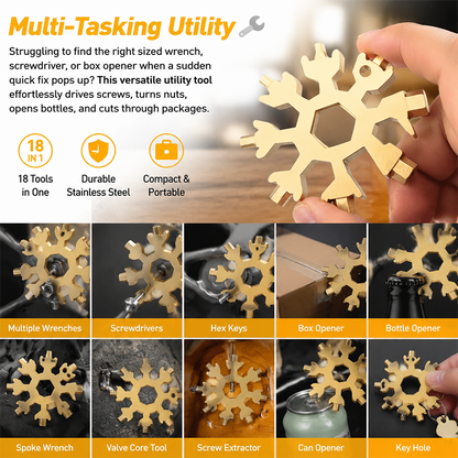 Viral 18-in-1 Snowflake Multi-tool Stainless Steel Portable Wrench All-in-One Screwdriver ❄️