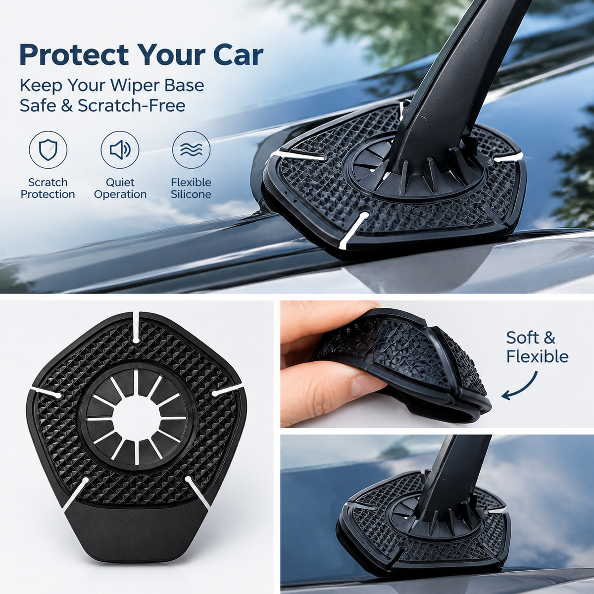 4 Pcs Silicone Automotive Windshield Wiper Arm Hole Protector Covers 🚗