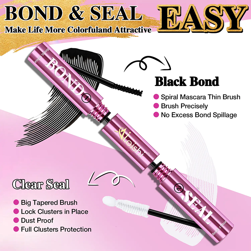 2 in 1 Bond & Seal Eyelash Adhesive, Black/White Waterproof Gentle Lightweight Strong Hold Glue🖤🤍