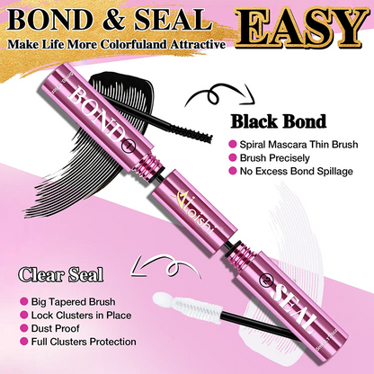 2 in 1 Bond & Seal Eyelash Adhesive, Black/White Waterproof Gentle Lightweight Strong Hold Glue🖤🤍