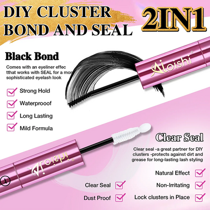 2 in 1 Bond & Seal Eyelash Adhesive, Black/White Waterproof Gentle Lightweight Strong Hold Glue🖤🤍