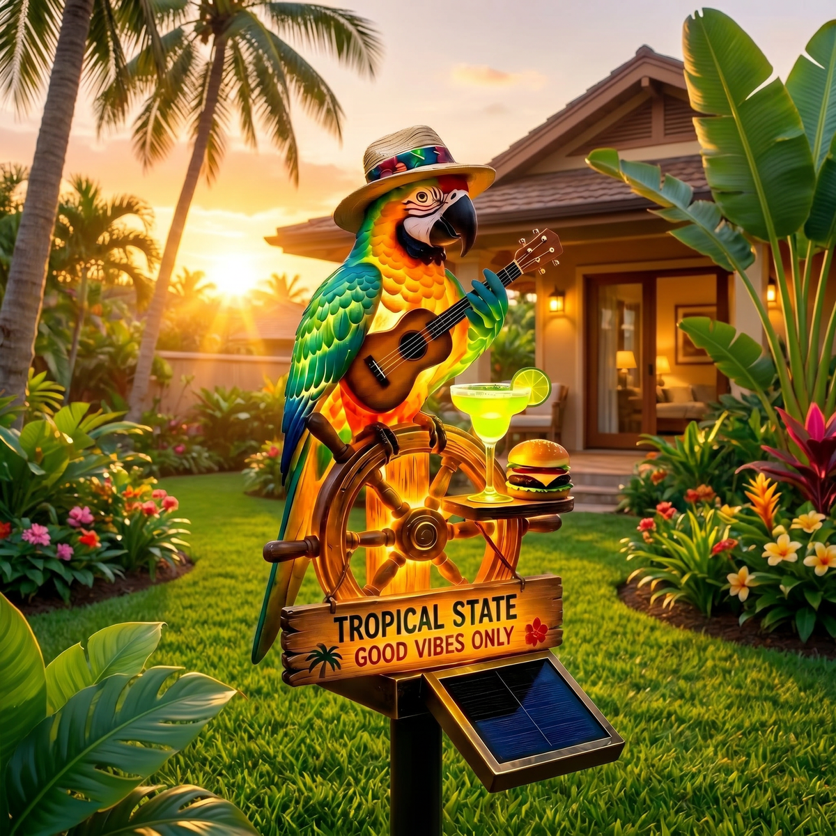 🌴 "Tropical State of Mind" Solar-Powered Parrot Light-All-Day Vacation Vibe 🌅
