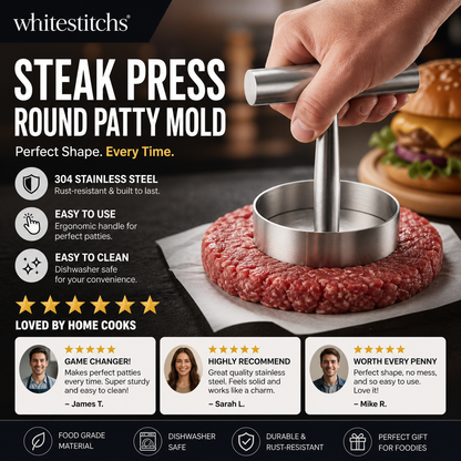 Steak Press Round Patty Mold | Food‑Grade 304 Stainless Steel Burger Patty Maker🍔🔥